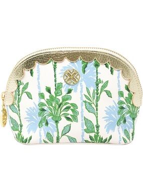 NEW Lilly Pulitzer Vegan Leather Scallop Edge Zipper Pouch Makeup Bag
